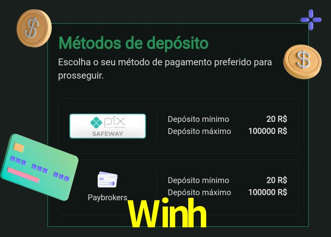 O cassino Winh oferece uma grande variedade de métodos de pagamento